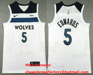 Men's Minnesota Timberwolves #5 Anthony Edwards White Icon Sponsor Swingman Jersey