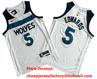 Men's Minnesota Timberwolves #5 Anthony Edwards White Icon Swingman Jersey