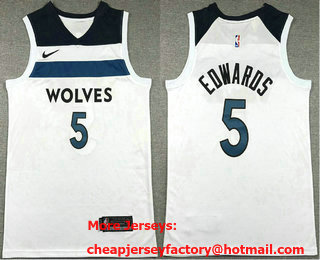Men's Minnesota Timberwolves #5 Anthony Edwards White Icon Swingman Jersey