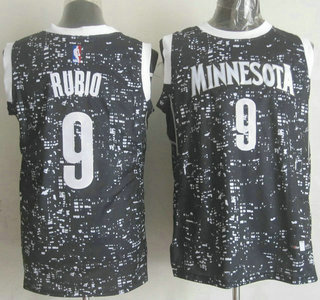 Men's Minnesota Timberwolves #9 Ricky Rubio 2015 City Lights Black Swingman Jersey
