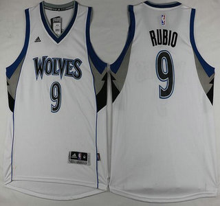 Men's Minnesota Timberwolves #9 Ricky Rubio Revolution 30 Swingman New White Jersey