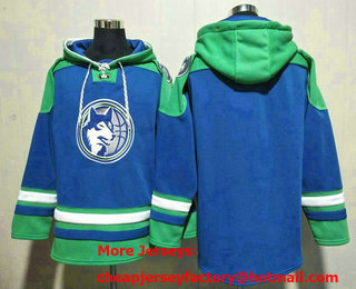 Men's Minnesota Timberwolves Blank Royal Lace Up Pullover Hoodie