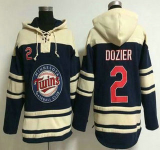 Men's Minnesota Twins #2 Brian Dozier Alternate Navy Blue MLB Hoody