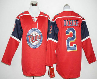 Men's Minnesota Twins #2 Brian Dozier Red Long Sleeve Baseball Jersey