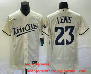 Men's Minnesota Twins #23 Royce Lewis Cream Flex Base Stitched Baseball Jersey