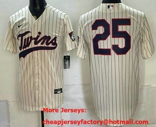 Men's Minnesota Twins #25 Byron Buxton Cream 2026 Field of Dreams Stadium Stitched Jersey