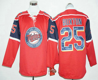 Men's Minnesota Twins #25 Byron Buxton Red Long Sleeve Baseball Jersey