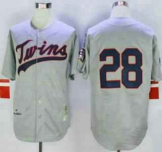 Men's Minnesota Twins #28 Bert Blyleven 1969 Gray Wool Mitchell & Ness Throwback Jersey