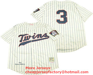 Men's Minnesota Twins #3 Harmon Killebrew 1969 Cream Pinstirpe Mitchell & Ness Throwback Jersey
