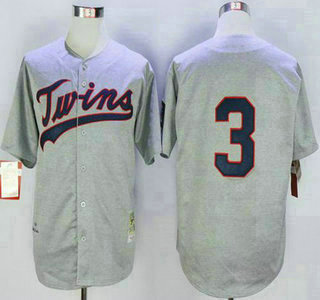 Men's Minnesota Twins #3 Harmon Killebrew 1969 Gray Wool Mitchell & Ness Throwback Jersey
