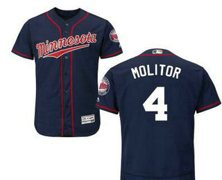 Men's Minnesota Twins #4 Paul Molitor Retired Navy Blue Stitched Baseball Jersey