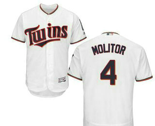 Men's Minnesota Twins #4 Paul Molitor Retired White Stitched Baseball Jersey