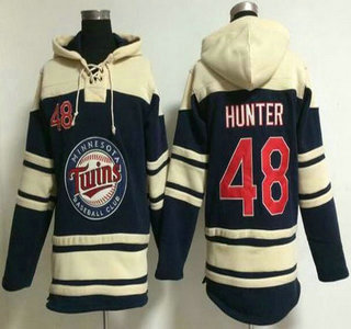 Men's Minnesota Twins #48 Torii Hunter Alternate Navy Blue MLB Hoody