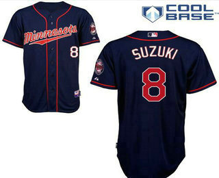 Men's Minnesota Twins #8 Kurt Suzuki Navy Blue Stitched Baseball Jersey