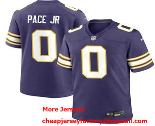 Men's Minnesota Vikings #0 Ivan Pace Jr Limited Purle Classic Vapor Jersey