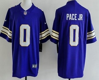 Men's Minnesota Vikings #0 Ivan Pace Jr Limited Purle Classic Vapor Jersey