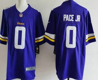 Men's Minnesota Vikings #0 Ivan Pace Jr Limited Purle Vapor Jersey