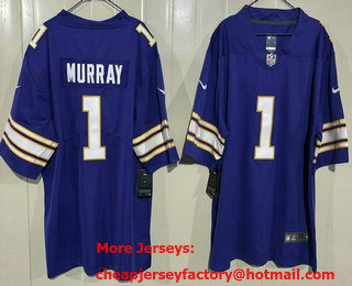 Men's Minnesota Vikings #1 Kyler Murray Limited Purple Classic Vapor Jersey