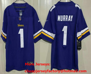 Men's Minnesota Vikings #1 Kyler Murray Limited Purple Vapor Jersey