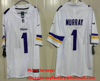 Men's Minnesota Vikings #1 Kyler Murray Limited White Vapor Jersey