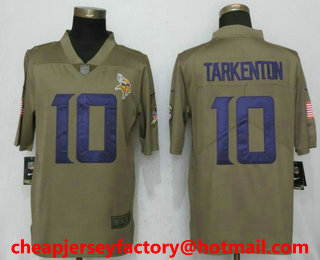 Men's Minnesota Vikings #10 Fran Tarkenton Olive 2017 Salute To Service Stitched NFL Nike Limited Jersey