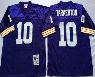 Men's Minnesota Vikings #10 Fran Tarkenton Purple Mitchell & Ness Throwback Jersey - V-neck