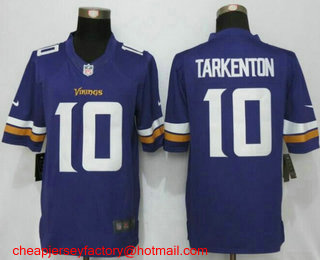 Men's Minnesota Vikings #10 Fran Tarkenton Purple Team Color NFL Nike Limited Jersey