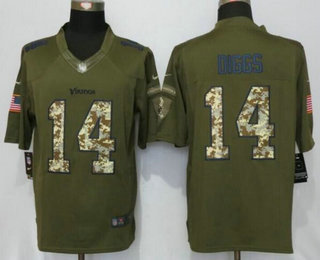 Men's Minnesota Vikings #14 Stefon Diggs Green Salute to Service NFL Nike Limited Jersey