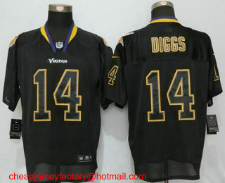 Men's Minnesota Vikings #14 Stefon Diggs Lights Out Black Stitched NFL Nike Elite Jersey