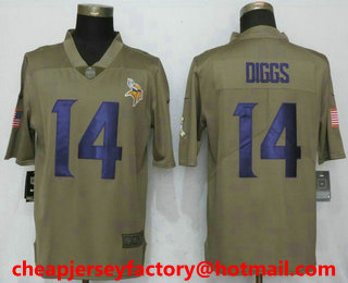 Men's Minnesota Vikings #14 Stefon Diggs Olive 2017 Salute To Service Stitched NFL Nike Limited Jersey