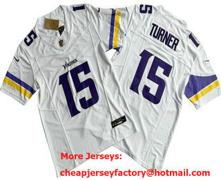Men's Minnesota Vikings #15 Dallas Turner Limited White FUSE Vapor Jersey
