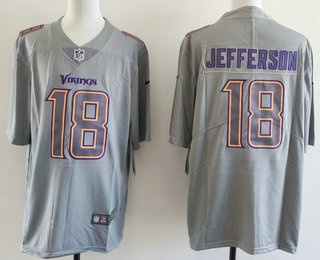 Men's Minnesota Vikings #18 Justin Jefferson Limited Grey Fashion Vapor Jersey