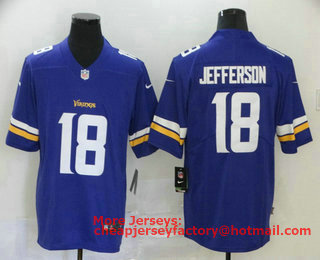 Men's Minnesota Vikings #18 Justin Jefferson Purple 2020 Vapor Untouchable Stitched NFL Nike Limited Jersey