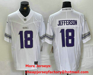 Men's Minnesota Vikings #18 Justin Jefferson White Alternate Vapor FUSE Limited Stitched Jersey