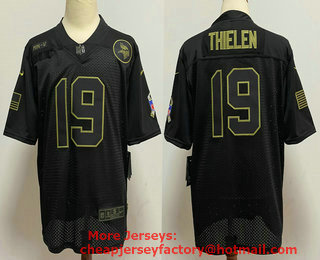 Men's Minnesota Vikings #19 Adam Thielen Black 2020 Salute To Service Stitched NFL Nike Limited Jersey