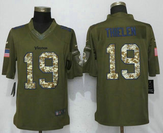 Men's Minnesota Vikings #19 Adam Thielen Green Salute To Service Stitched NFL Nike Limited Jersey