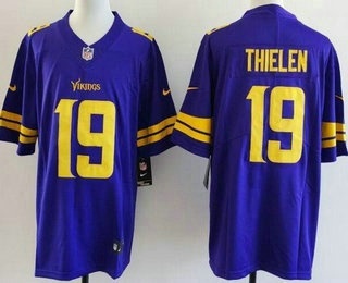Men's Minnesota Vikings #19 Adam Thielen Limited Purple Throwback Vapor Jersey
