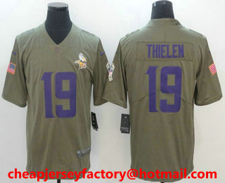 Men's Minnesota Vikings #19 Adam Thielen Olive 2017 Salute To Service Stitched NFL Nike Limited Jersey
