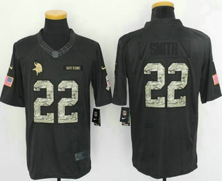Men's Minnesota Vikings #22 Harrison Smith Black Anthracite 2016 Salute To Service Stitched NFL Nike Limited Jersey