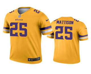 Men's Minnesota Vikings #25 Alexander Mattison Gold Inverted Legend Jersey