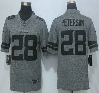 Men's Minnesota Vikings #28 Adrian Peterson Nike Gray Gridiron 2015 NFL Gray Limited Jersey