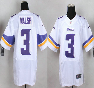 Men's Minnesota Vikings #3 Blair Walsh Nike White Elite Jersey