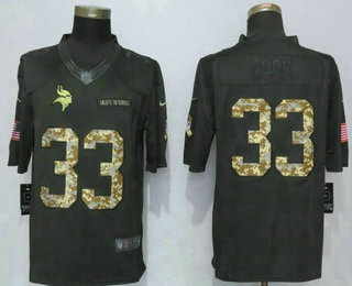 Men's Minnesota Vikings #33 Dalvin Cook Black Anthracite 2016 Salute To Service Stitched NFL Nike Limited Jersey