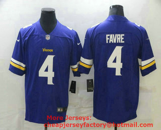 Men's Minnesota Vikings #4 Brett Favre Purple 2017 Vapor Untouchable Stitched NFL Nike Limited Jersey