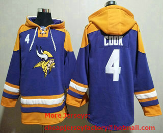 Men's Minnesota Vikings #4 Dalvin Cook Purple Ageless Must Have Lace Up Pullover Hoodie