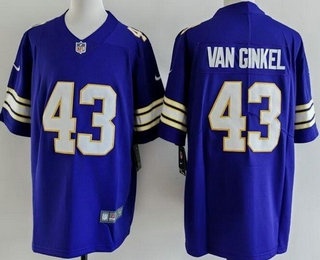 Men's Minnesota Vikings #43 Andrew Van Ginkel Limited Purple Classic Vapor Jersey