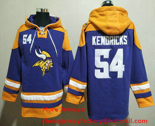 Men's Minnesota Vikings #54 Eric Kendricks Purple Ageless Must Have Lace Up Pullover Hoodie