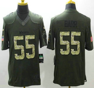 Men's Minnesota Vikings #55 Anthony Barr Green Salute to Service 2015 NFL Nike Limited Jersey