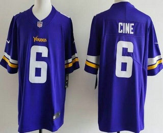 Men's Minnesota Vikings #6 Lewis Cine Limited Purple Vapor Jersey