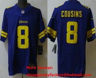 Men's Minnesota Vikings #8 Kirk Cousins Limited Purple FUSE Rush Color Jersey